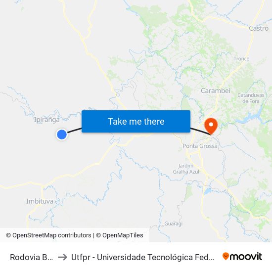 Rodovia Br 153 to Utfpr - Universidade Tecnológica Federal Do Paraná map