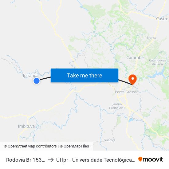 Rodovia Br 153 - Santaria to Utfpr - Universidade Tecnológica Federal Do Paraná map