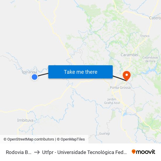 Rodovia Br 153 to Utfpr - Universidade Tecnológica Federal Do Paraná map