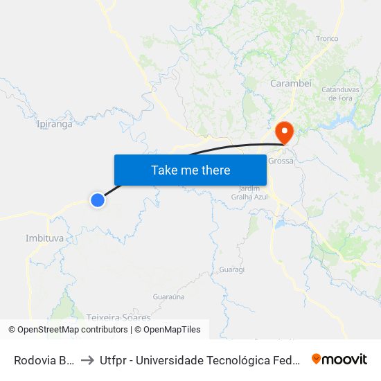 Rodovia Br 373 to Utfpr - Universidade Tecnológica Federal Do Paraná map