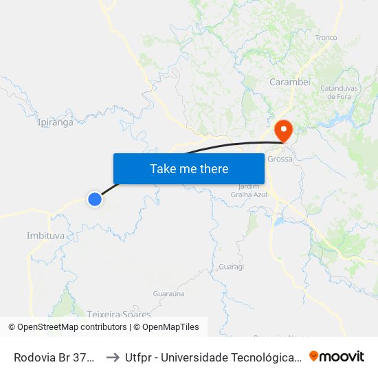 Rodovia Br 373 - Km 213 to Utfpr - Universidade Tecnológica Federal Do Paraná map