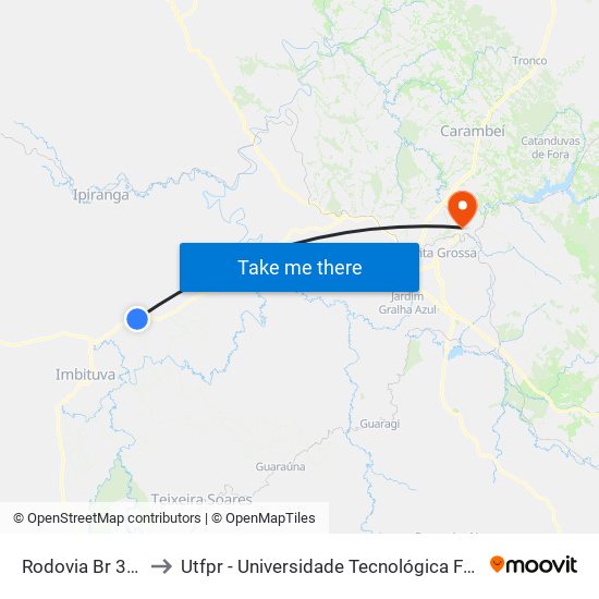 Rodovia Br 373 - Ldc to Utfpr - Universidade Tecnológica Federal Do Paraná map