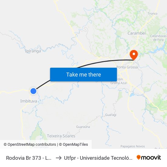 Rodovia Br 373 - Laminados Baum to Utfpr - Universidade Tecnológica Federal Do Paraná map