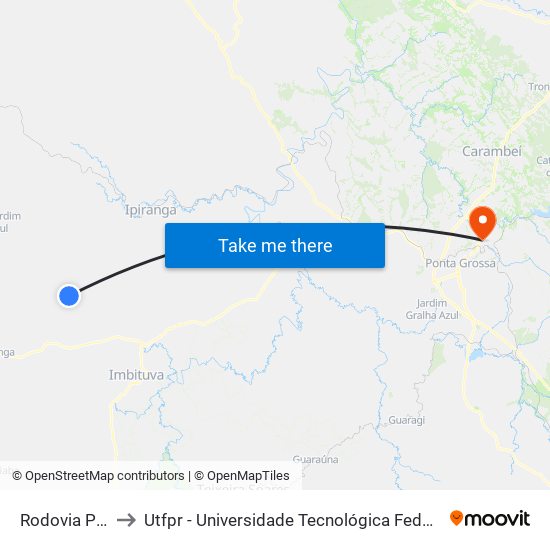 Rodovia Pr 522 to Utfpr - Universidade Tecnológica Federal Do Paraná map