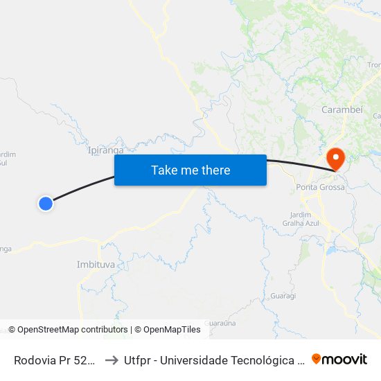 Rodovia Pr 522 - Palmar to Utfpr - Universidade Tecnológica Federal Do Paraná map