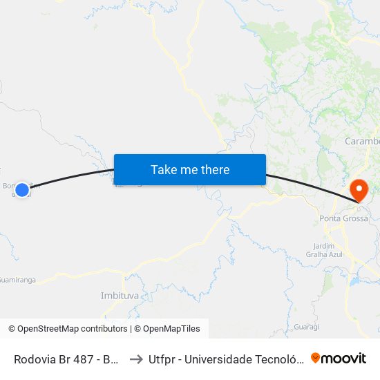Rodovia Br 487 - Bom Jardim Do Sul to Utfpr - Universidade Tecnológica Federal Do Paraná map