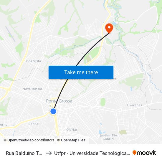 Rua Balduíno Taques, 747 to Utfpr - Universidade Tecnológica Federal Do Paraná map