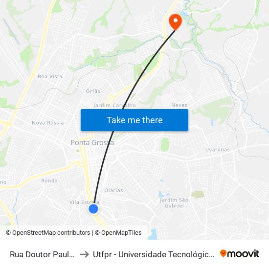 Rua Doutor Paula Xavier, 31 to Utfpr - Universidade Tecnológica Federal Do Paraná map
