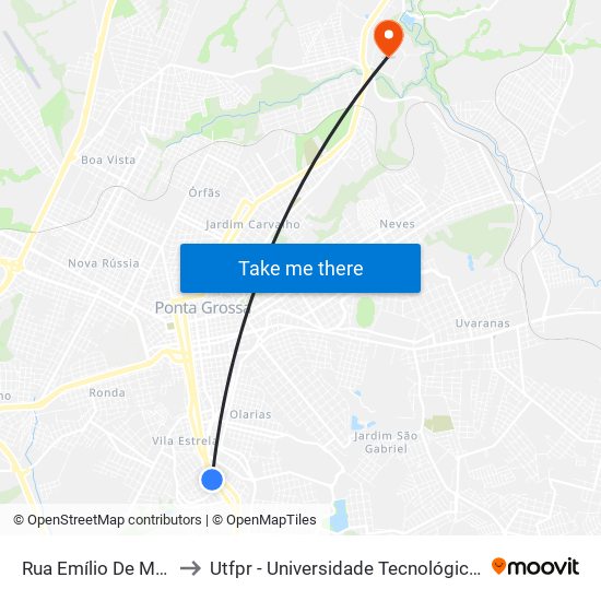 Rua Emílio De Menezes, 570 to Utfpr - Universidade Tecnológica Federal Do Paraná map