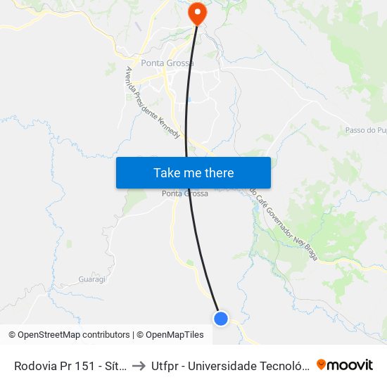 Rodovia Pr 151 - Sítio Família Matos to Utfpr - Universidade Tecnológica Federal Do Paraná map