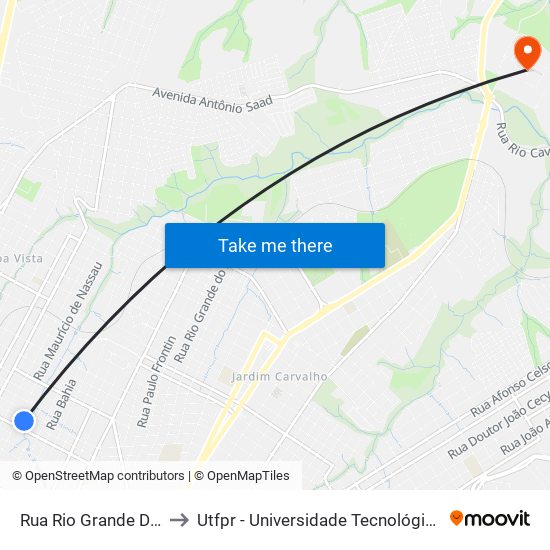 Rua Rio Grande Do Norte, 668 to Utfpr - Universidade Tecnológica Federal Do Paraná map