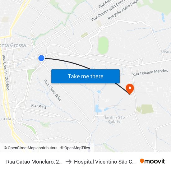 Rua Catao Monclaro, 26-50 to Hospital Vicentino São Camilo map