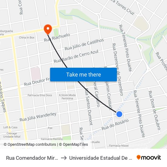 Rua Comendador Miró, 202-300 to Universidade Estadual De Ponta Grossa map