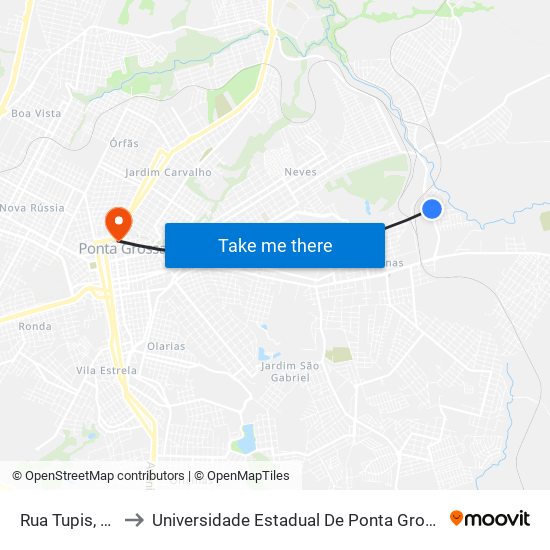 Rua Tupis, 63 to Universidade Estadual De Ponta Grossa map