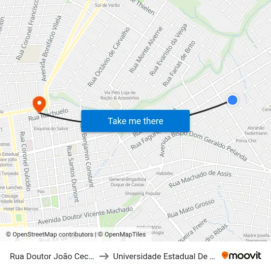 Rua Doutor João Cecy Filho, 986 to Universidade Estadual De Ponta Grossa map