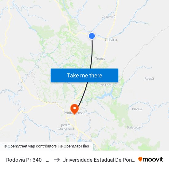 Rodovia Pr 340 - Fundão to Universidade Estadual De Ponta Grossa map