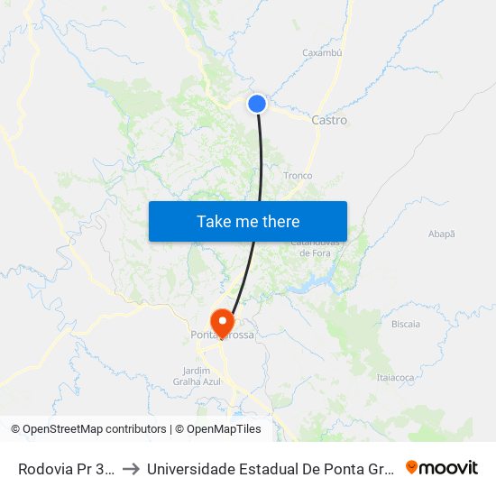 Rodovia Pr 340 to Universidade Estadual De Ponta Grossa map