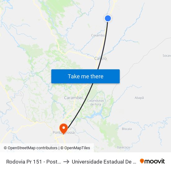 Rodovia Pr 151 - Posto Ipirangão to Universidade Estadual De Ponta Grossa map