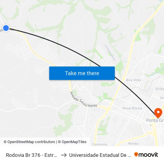 Rodovia Br 376 - Estrada Bocaína to Universidade Estadual De Ponta Grossa map