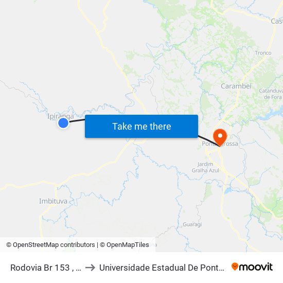 Rodovia Br 153 , 1290 to Universidade Estadual De Ponta Grossa map