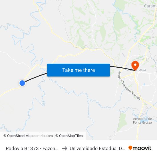 Rodovia Br 373 - Fazenda Olho D'Água to Universidade Estadual De Ponta Grossa map