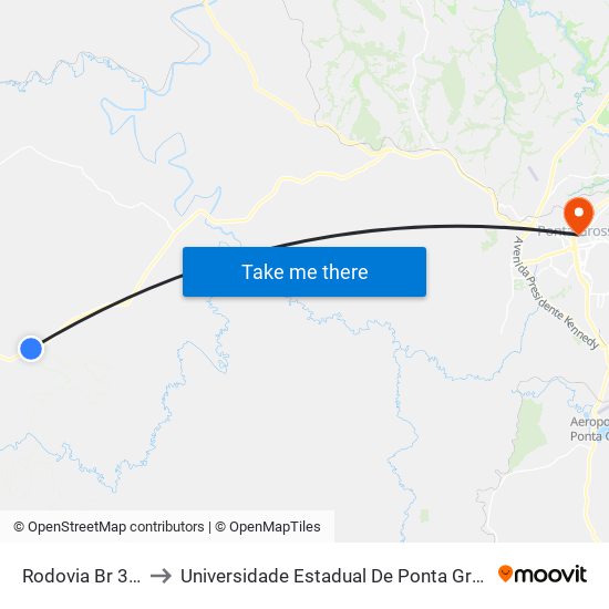 Rodovia Br 373 to Universidade Estadual De Ponta Grossa map