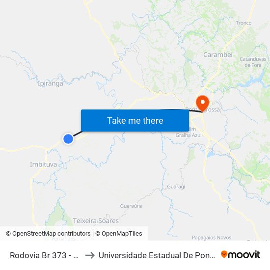 Rodovia Br 373 - Capela to Universidade Estadual De Ponta Grossa map