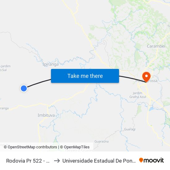 Rodovia Pr 522 - Palmar to Universidade Estadual De Ponta Grossa map