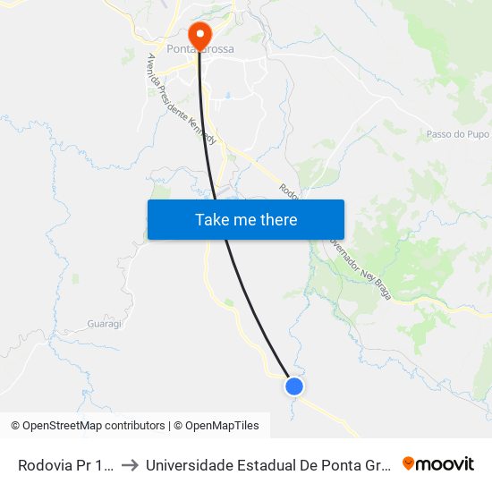 Rodovia Pr 151 to Universidade Estadual De Ponta Grossa map