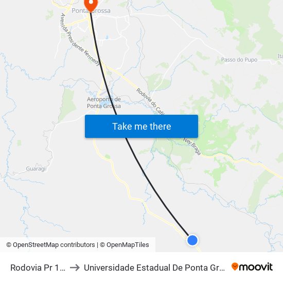 Rodovia Pr 151 to Universidade Estadual De Ponta Grossa map