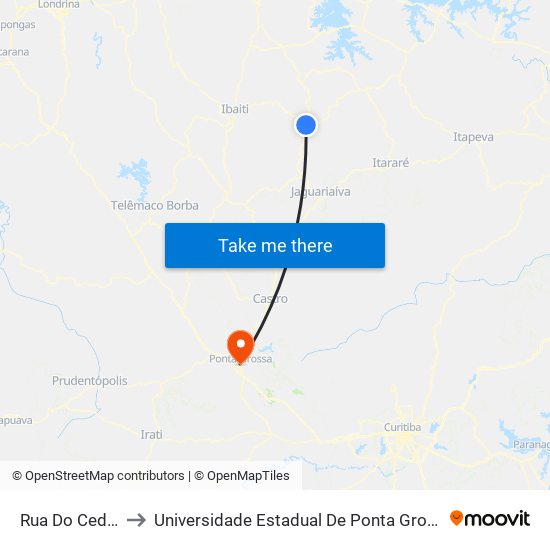 Rua Do Cedro to Universidade Estadual De Ponta Grossa map