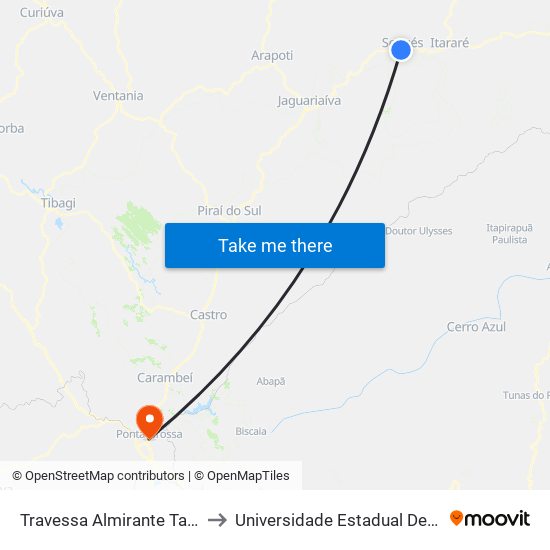 Travessa Almirante Tamandaré, 46 to Universidade Estadual De Ponta Grossa map