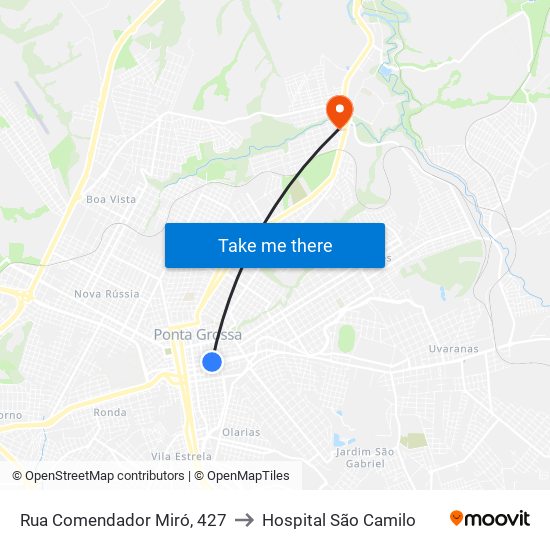 Rua Comendador Miró, 427 to Hospital São Camilo map