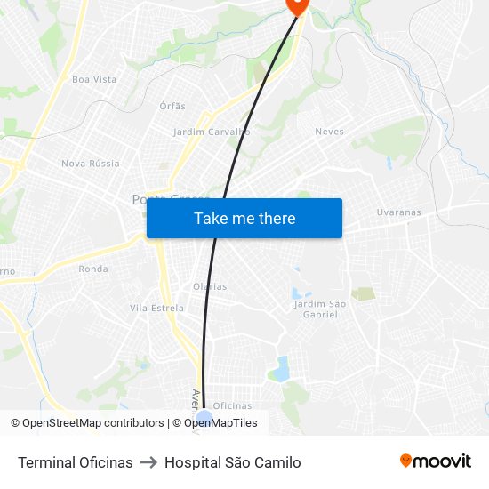 Terminal Oficinas to Hospital São Camilo map