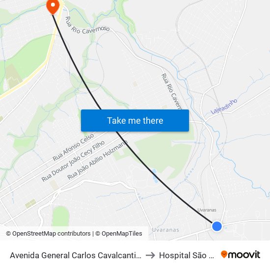 Avenida General Carlos Cavalcanti, 3830-3992 to Hospital São Camilo map