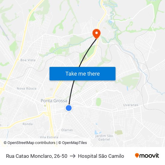 Rua Catao Monclaro, 26-50 to Hospital São Camilo map
