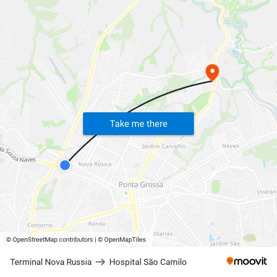 Terminal Nova Russia to Hospital São Camilo map