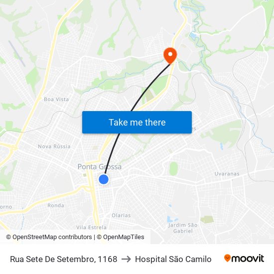 Rua Sete De Setembro, 1168 to Hospital São Camilo map