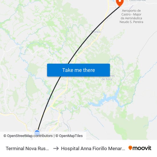 Terminal Nova Russia to Hospital Anna Fiorillo Menarim map