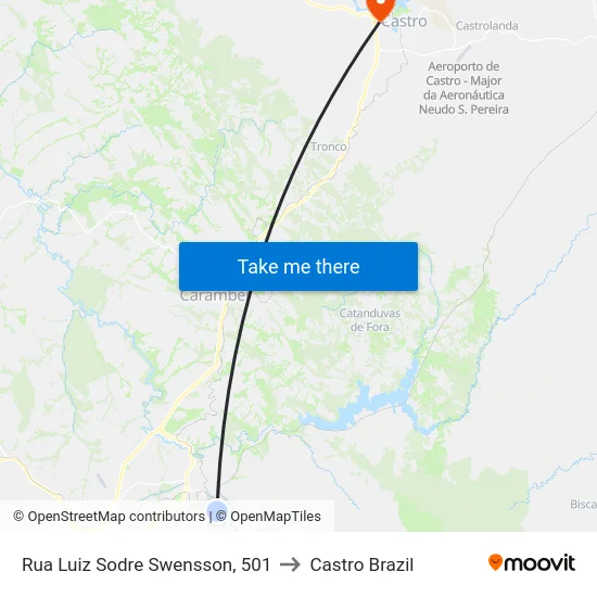 Rua Luiz Sodre Swensson, 501 to Castro Brazil map