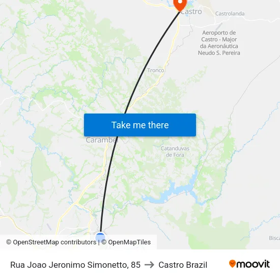 Rua Joao Jeronimo Simonetto, 85 to Castro Brazil map