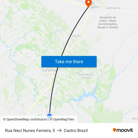 Rua Neci Nunes Ferreira, 5 to Castro Brazil map