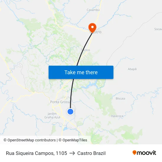 Rua Siqueira Campos, 1105 to Castro Brazil map