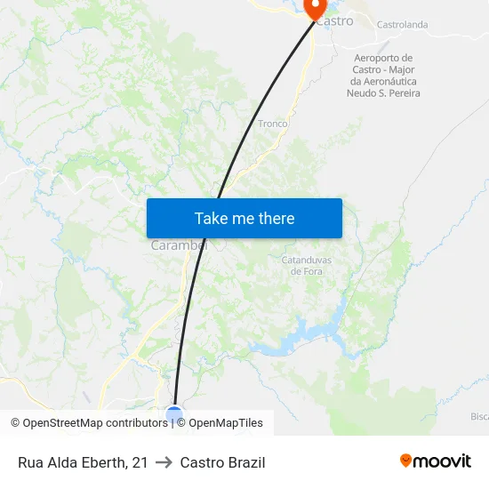 Rua Alda Eberth, 21 to Castro Brazil map