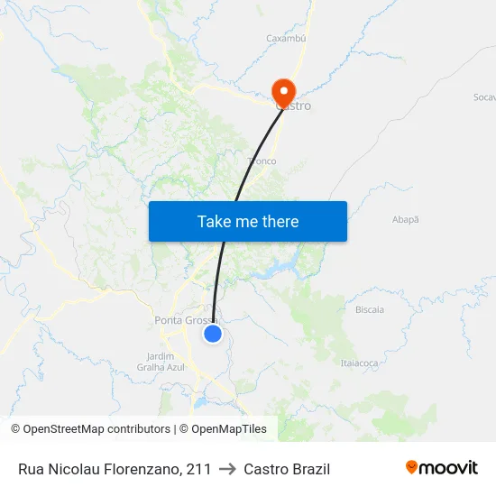 Rua Nicolau Florenzano, 211 to Castro Brazil map