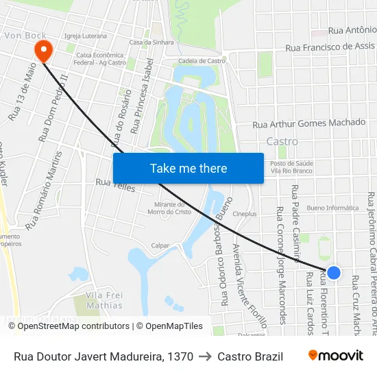 Rua Doutor Javert Madureira, 1370 to Castro Brazil map