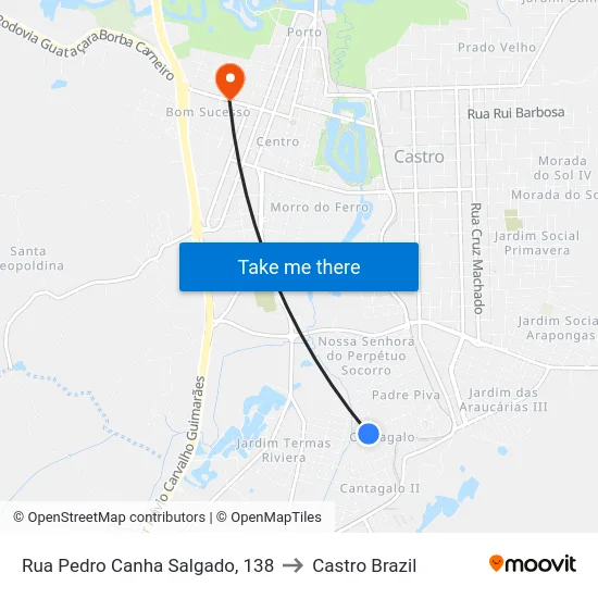 Rua Pedro Canha Salgado, 138 to Castro Brazil map