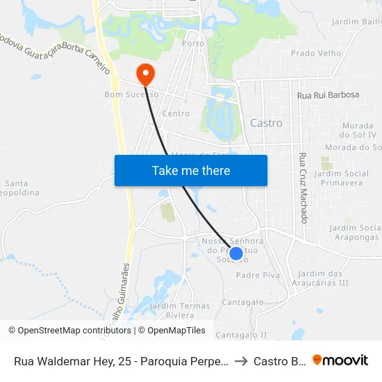 Rua Waldemar Hey, 25 - Paroquia Perpetuo Socorro to Castro Brazil map