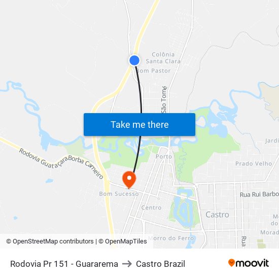 Rodovia Pr 151 - Guararema to Castro Brazil map