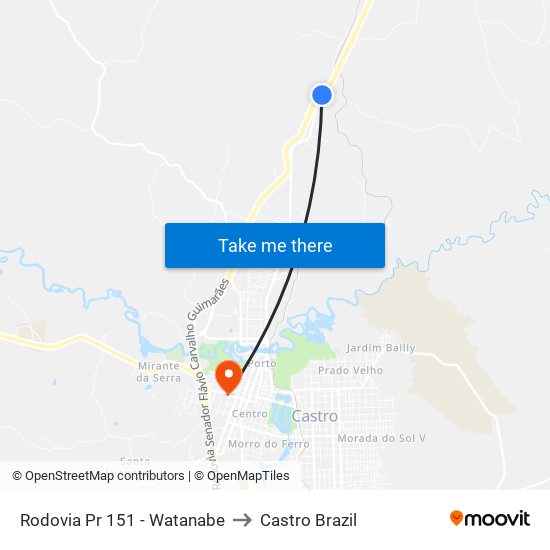 Rodovia Pr 151 - Watanabe to Castro Brazil map